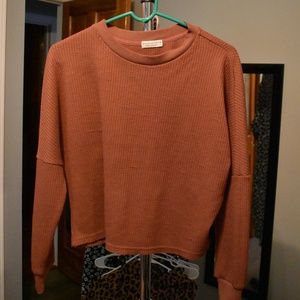 Women's Blush Size Small Waffleknit Cropped Long Sleeve by Papercrane